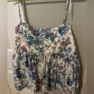 Gorgeous! Floral print peplum J Crew top, XL, worn once